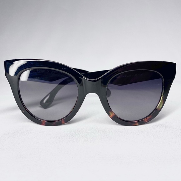 Sojos Retro Cat Eye Sunglasses Black & Tortoise Shell Fade Frames - Picture 5 of 15